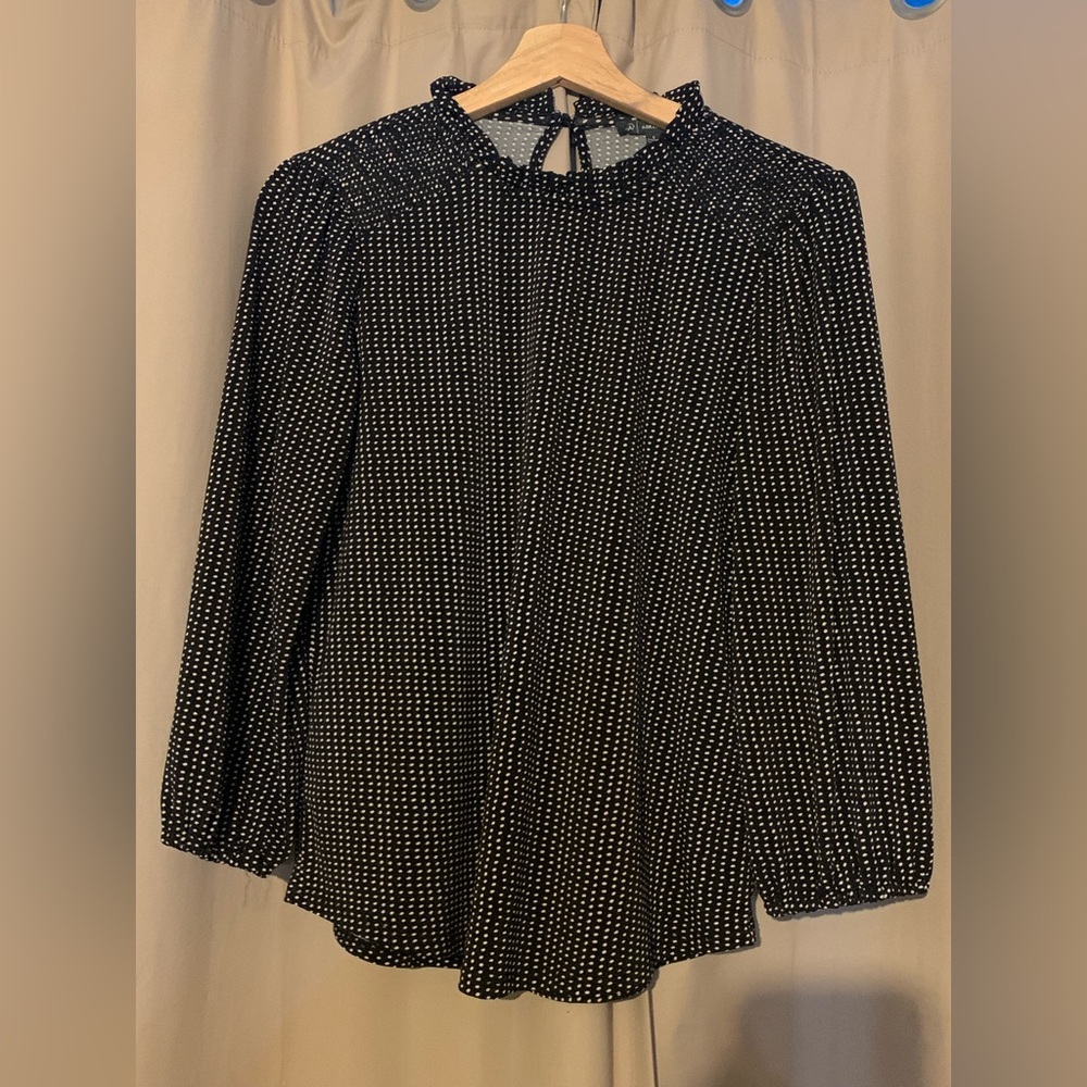 Black Polka Dot Long-Sleeve Women's Blouse by Adrianna Papell